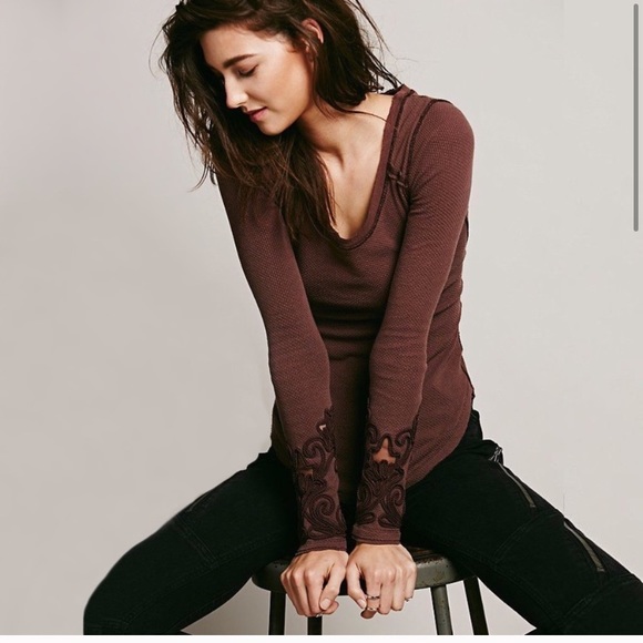 Free People Tops - free people purple rust masquerade cuff thermal